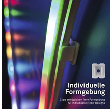 Flexibler LED-Neon-Streifen mit Montageclip für individuelle Formen und Designs.