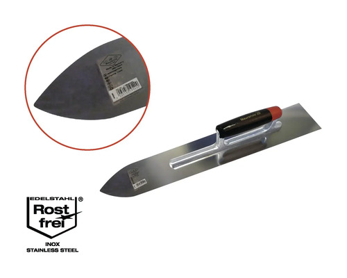 Truelle de maçon en acier avec manche en plastique et symbole antirouille