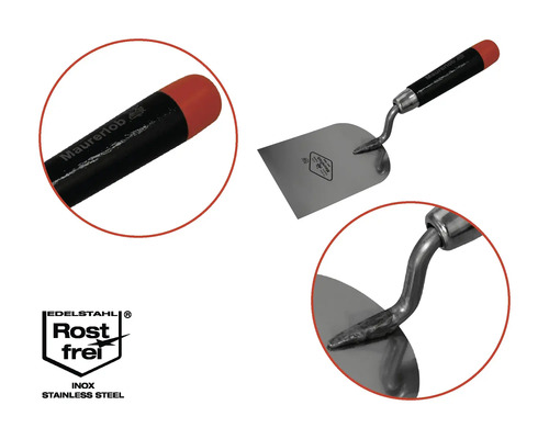 Truelle Maurerlob avec lame en acier inoxydable et manche en plastique