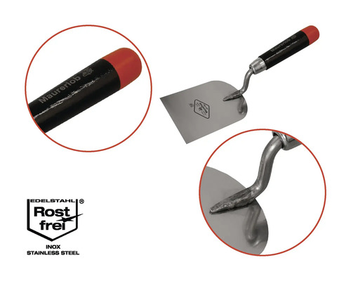 Truelle de maçon avec lame en acier et manche en plastique