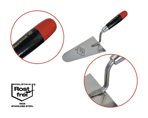 Truelle de maçon en acier inoxydable avec manche en plastique