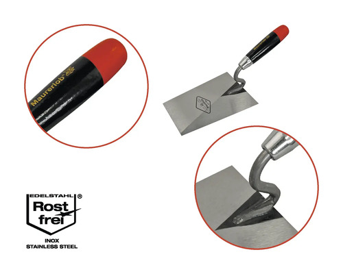 Truelle de maçon avec lame en acier et manche en bois