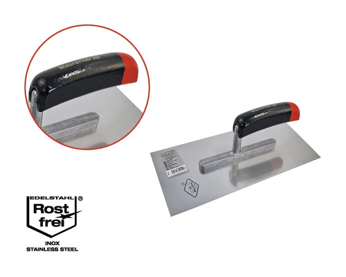 Truelle de maçon en acier inoxydable avec poignée en plastique