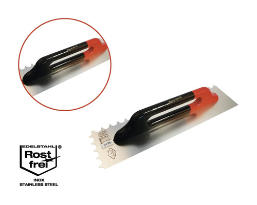Zahnspachtel aus Edelstahl mit Kunststoffgriff und Rostfrei Siegel