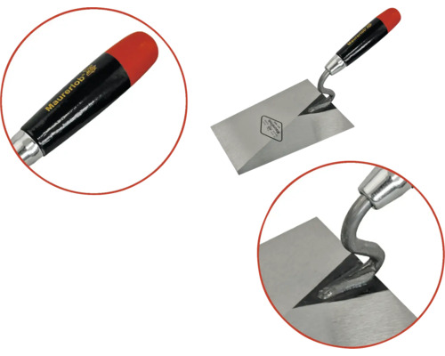 Maurerkelle mit schwarzem Griff und roter Spitze