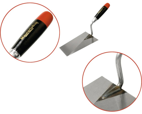 Maurerlob Eckenspachtel mit Stahlblatt und Kunststoffgriff