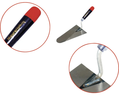 Truelle de maçon avec manche et lame métallique