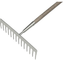 Râteau en métal avec manche en bois pour le jardin