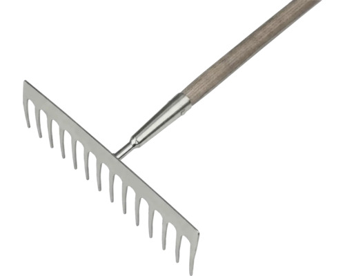 Râteau en métal avec manche en bois pour le jardin