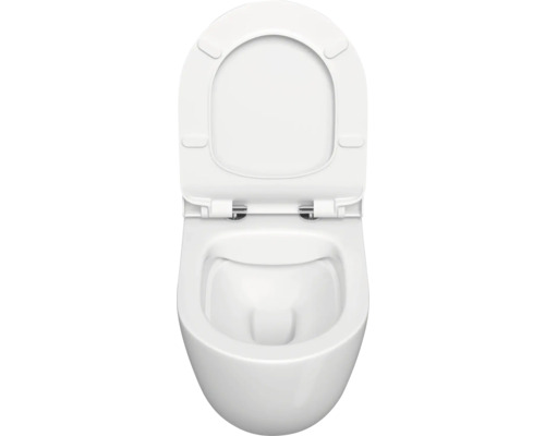 Wand-Tiefspülklosett mit offenem Spülrand und WC-Sitz