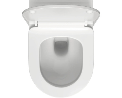 Keramik Wand Tiefspül WC mit offenem Spülrand und WC Sitz von oben