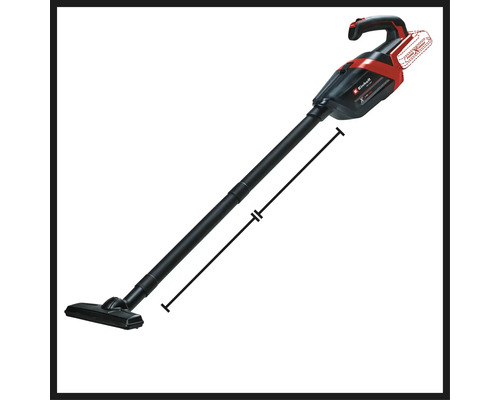 Ein Einhell Akku-Staubsauger mit Saugrohr und Düse