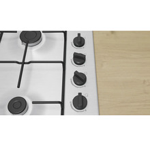 Edelstahl Gaskochfeld mit vier Brennern und Drehknöpfen