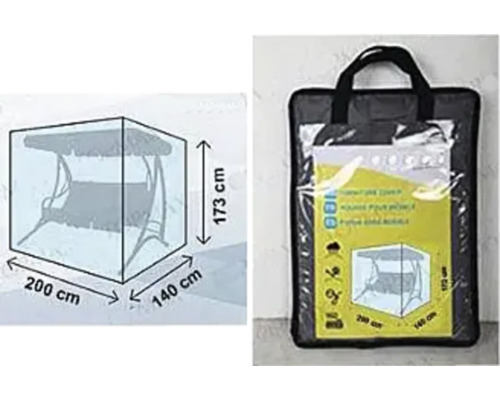 Schutzhülle für Schaukel mit den Maßen 200 x 140 x 173 cm und Verpackung
