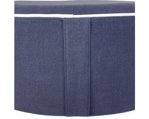 Blauer Pouf mit weisser Ziernaht