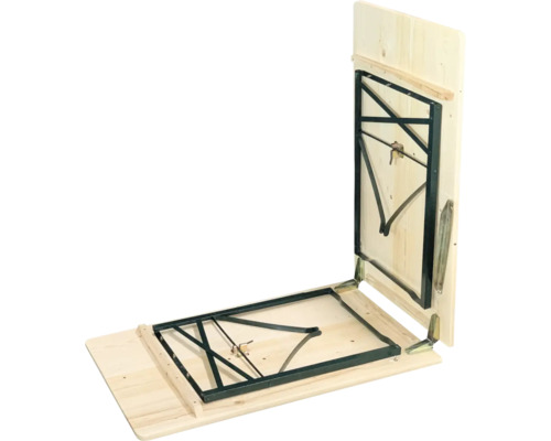 Table de brasserie pliée en bois avec armature métallique