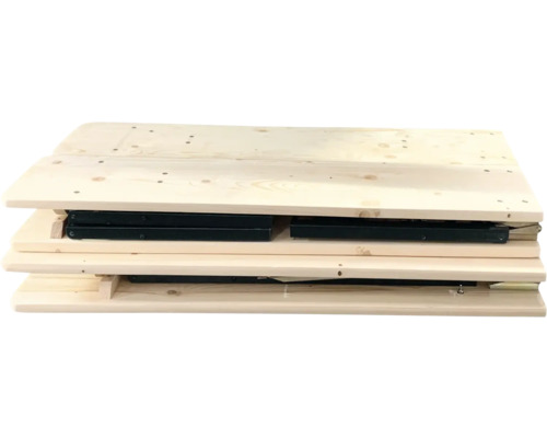 Table élévatrice pliée en bois avec mécanisme noir