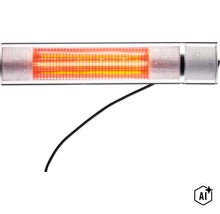 Radiateur infrarouge électrique avec tube chauffant et grille de protection pour montage mural en extérieur (Image AI modified or generated)