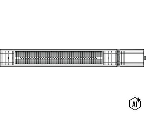 Dessin au trait d un radiateur infrarouge avec élément chauffant et grille de protection dans une structure de boîtier (Image AI modified or generated)