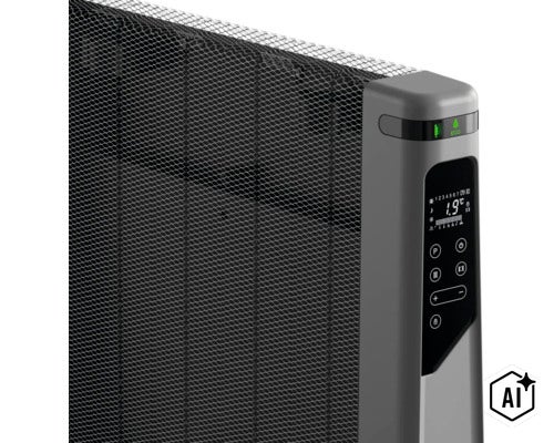 Elektrischer Konvektor Heizstrahler mit digitalem Bedienfeld und Gitterfront (Image AI modified or generated)