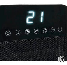 Digitales Bedienfeld eines Heizgerätes mit LED Anzeige und verschiedenen Funktionstasten für Temperatur und Einstellungen. (Image AI modified or generated)