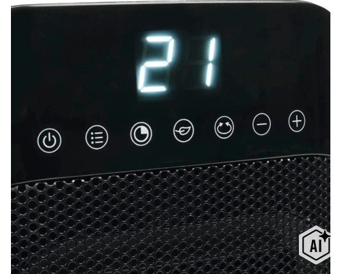 Digitales Bedienfeld eines Heizgerätes mit LED Anzeige und verschiedenen Funktionstasten für Temperatur und Einstellungen. (Image AI modified or generated)