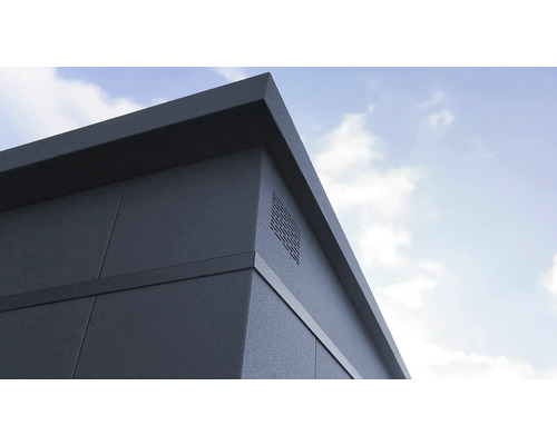 Gros plan d'un coin de cabane de jardin moderne avec ventilation