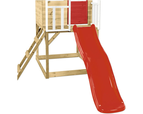Spieltürm aus Holz mit Rutsche und Leiter