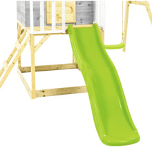 Spieltürm mit Rutsche und Schaukel aus Holz