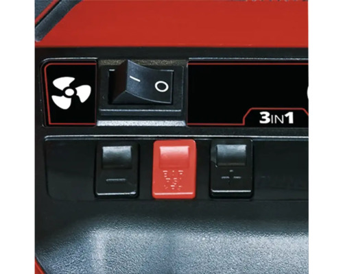 Gros plan des commandes d'un appareil 3-en-1 avec interrupteurs et symboles