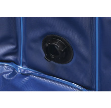 Détail d'une piscine bleue avec soupape de vidange