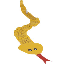 Serpent jaune gonflable pour piscine avec langue rouge et écailles noires