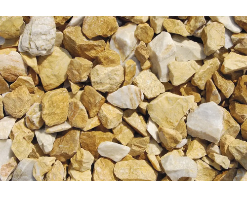 Nahaufnahme von Zierkies in Beige und Weiß