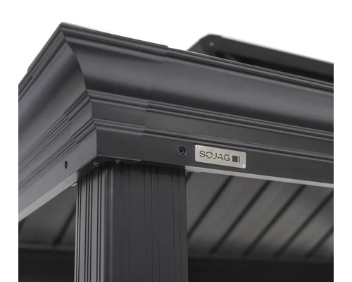 Vue détaillée d'un pavillon avec le logo SOJAG.