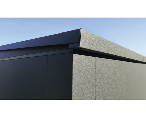 Vue détaillée d'un abri de jardin avec toit plat