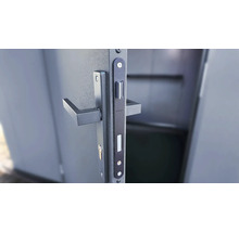 Garniture de porte avec poignée de porte et coffre de serrure