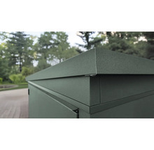 Vue détaillée d'une armoire à outils avec toit en métal