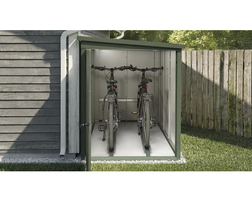 Box à vélos en métal avec deux vélos