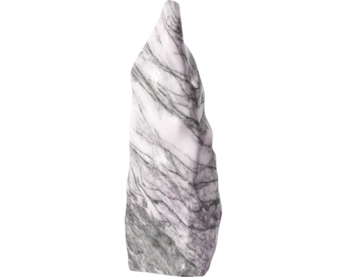 Marmor-Monolith mit natürlicher weiß-grauer Maserung für die Gartengestaltung.