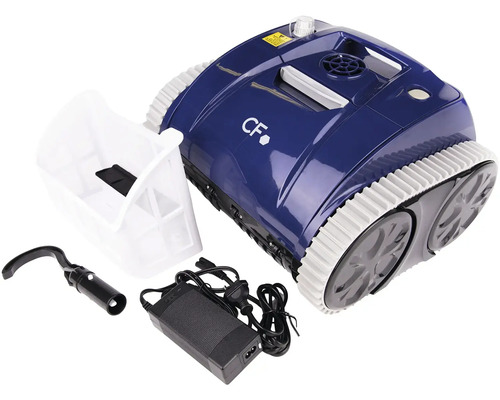 Robot de nettoyage de piscine avec panier filtrant, câble d'alimentation et crochet