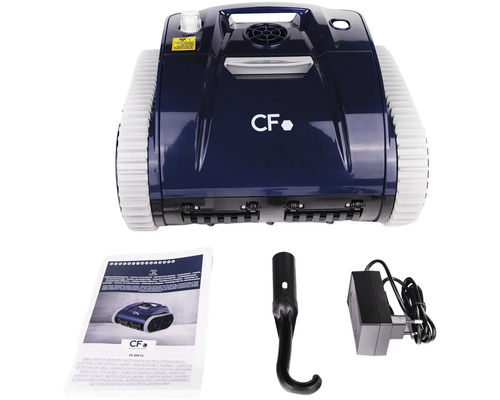 Robot de piscine avec accessoires tels que manuel, crochet et chargeur