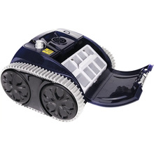 Robot de piscine avec compartiment de filtre ouvert