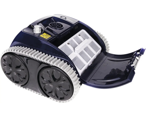 Robot de piscine avec compartiment de filtre ouvert