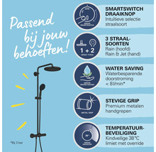 Grohe Duschsystem mit SmartSwitch Drehknopf, drei Strahlarten, Wassersparfunktion, Metallgriffen und Temperaturbegrenzung