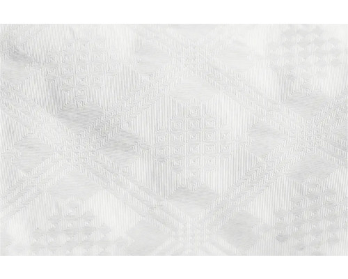 Papier peint blanc avec relief et motif géométrique à carreaux.