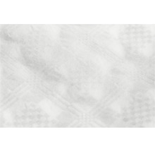 Papier peint blanc avec motif géométrique en relief composé de losanges et de lignes.