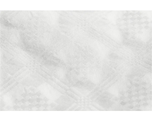 Papier peint blanc avec motif géométrique en relief composé de losanges et de lignes.