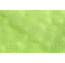 Papier peint structuré avec motif géométrique de losanges et carrés gaufrés en vert citron.
