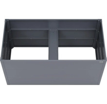 Carré potager surélevé en métal avec renfort central de Weka. Weka Logo.