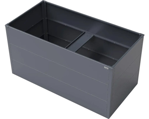 Carré potager rectangulaire en métal Weka couleur anthracite avec renfort intérieur.
